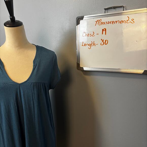 Vince Luxe Deep V Neck Blue Tunic/Dress Chic Breathable Cotton Modal Medium - Picture 7 of 8